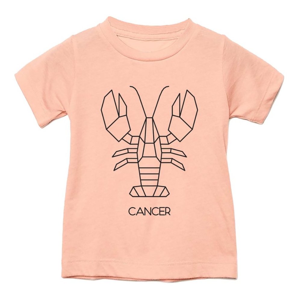 Toddler Zodiac T-shirt - Cancer - Peach -2T-5T